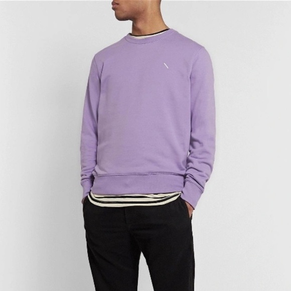 Saturdays NYC Bowery Logo Embroidered
Loopback Cotton Jersey Sweatshirt Purple L - Picture 1 of 15